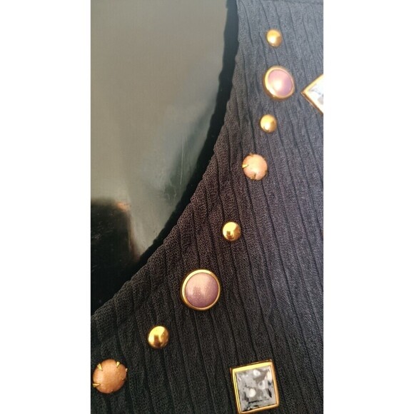 Grove Avenue Crinkled Tunic Top Size 20W Black Beaded Jeweled Stones Vintage USA - Picture 7 of 10